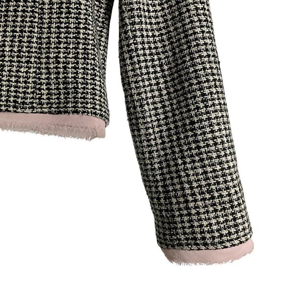 The Limited Black & White Houndstooth Tweed Blazer Jacket, Medium, 100% silk - Picture 2 of 9